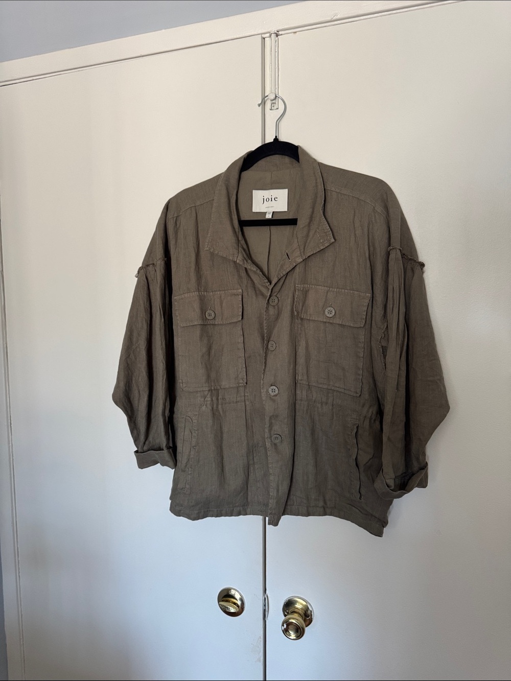 Joie Olive-Green Lightweight Button Front Jacket size M